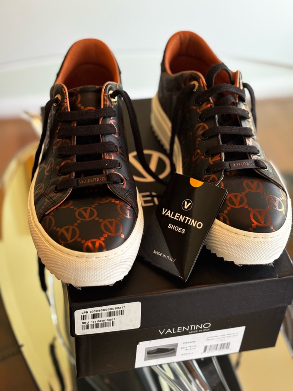 Valentino Black Logo Shoe Box with White Emblem